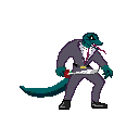 Pixel-art lizard boss from Merlin Gone Corporate