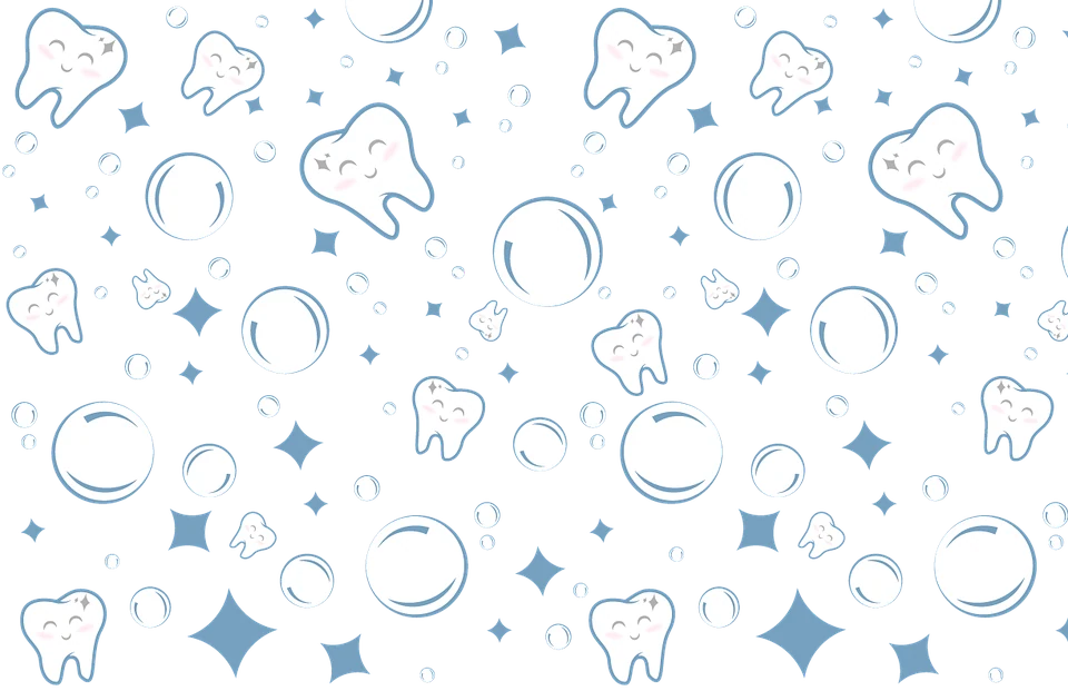 Prism White pattern of smiling teeth and bubbles