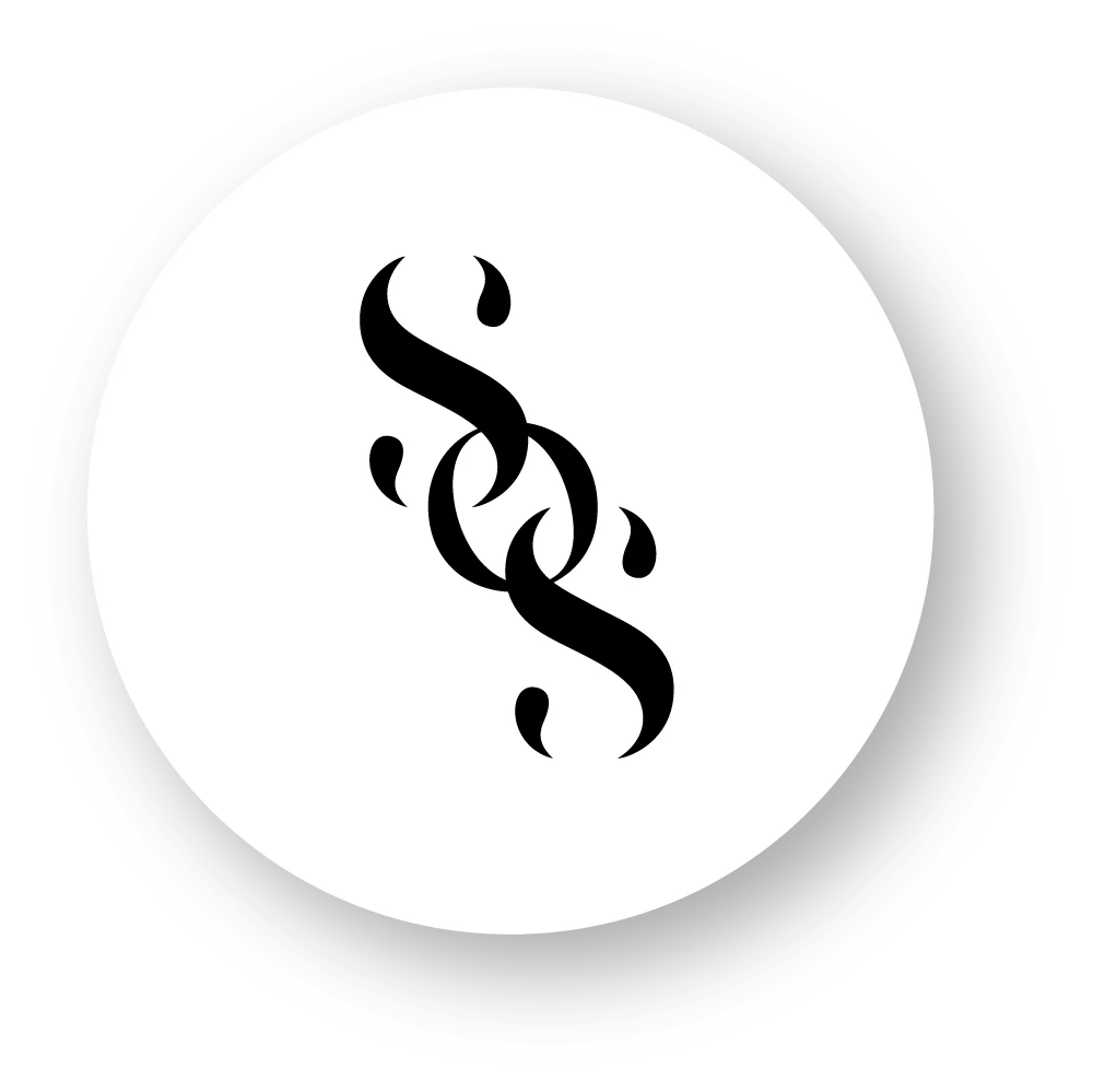 Sea of Stones monogram in black inside a white circle