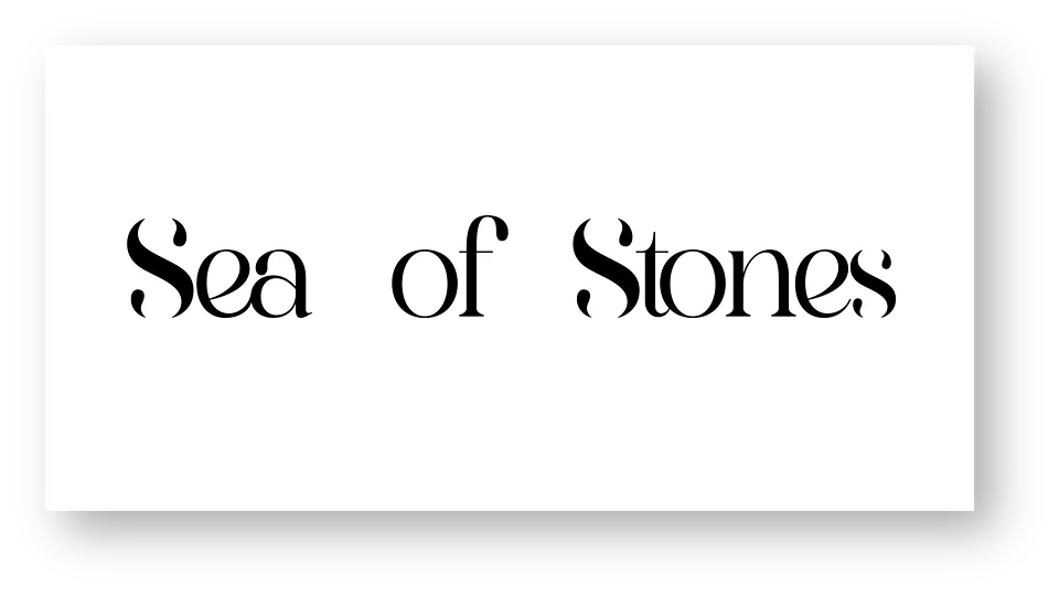 Sea of Stones wordmark in black inside a white frame